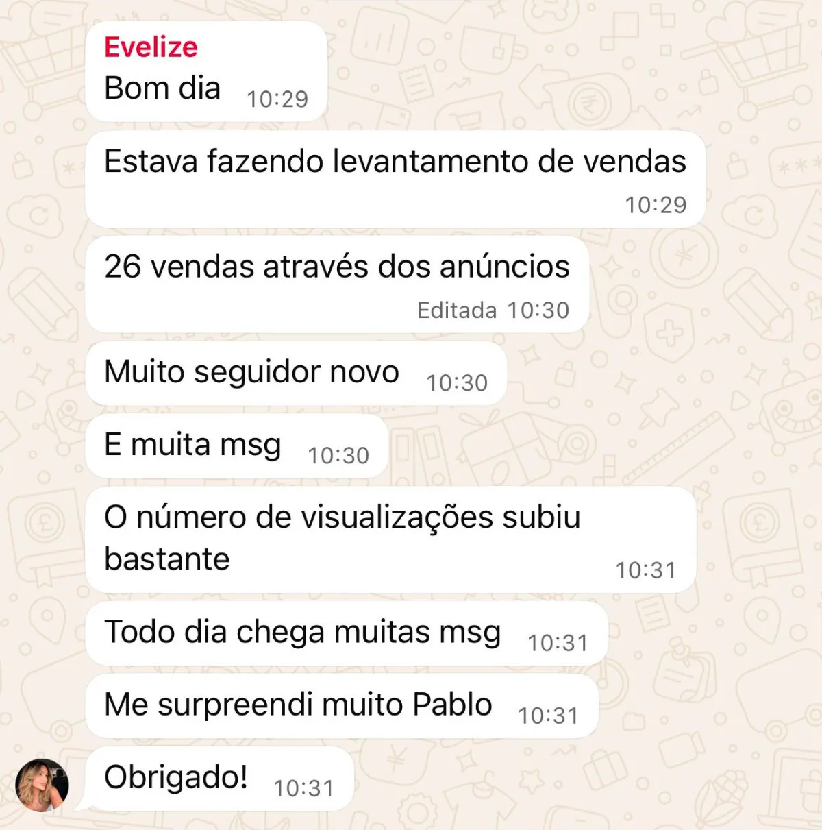 Resultado WhatsApp Evelize